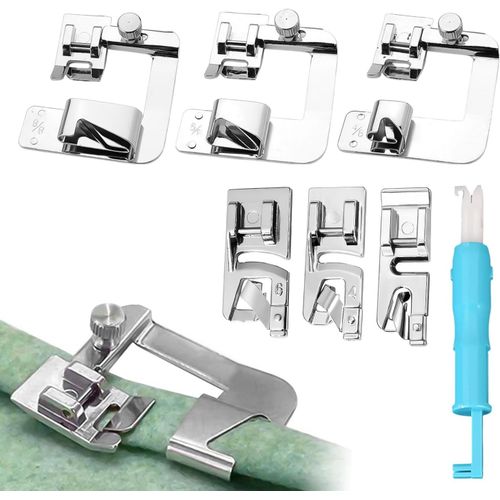 KAL-Lot De 6 Pieds Presseurs, 1 Enfile-Aiguille Pour Machine À Coudre, Pied De Machine À Coudre, Pied De Machine À Coudre, Pied De Machine À Coudre, Pied De Biche Pour Machine À Coudre