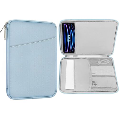 KAL-Housse De Protection Tablette 12.9 Pouce Compatible Avec 13 Pouces Ipad Pro M4 2024 Oled, 13 Pouces Ipad Air M2 2024, Macbook Pro 13"" M1 2016-2020, Sac De Transport Avec Poche, Bleu Brumeux