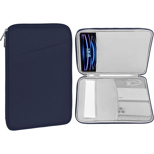 KAL-Housse De Protection Tablette 12.9 Pouce Compatible Avec 13 Pouces Ipad Pro M4 2024 Oled, 13 Pouces Ipad Air M2 2024, Macbook Pro 13"" M1 2016-2020, Sac De Transport Avec Poche, Indigo