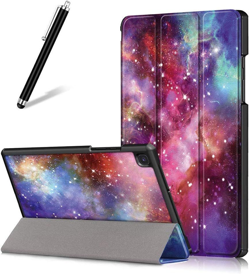 KAL-Coque Pour Samsung Galaxy Tab A7 2020 10.4 T500/T505/T507,Étui Cuir À Rabat Mince Léger Avec Support Pliable,Réglable Multi-Angle Béquille Folio Flip Tablette Housse,Voie Lactée