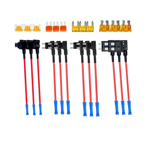 12 Pièces 12v Voiture Add-A-Circuit Fusible Tap Adaptateur Kits /Atc Mini Low-Slot Lame Porte-Fusibles