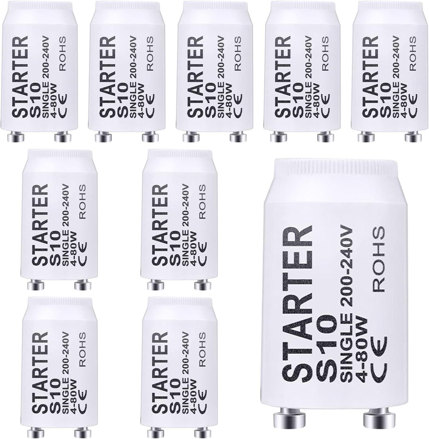 TOKIISHE 12 Pièces Starter LED Pour Tubes Fluorescents 4-65W 200