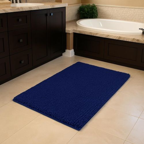 KAL-Loop Tapis De Bain En Chenille Doux Et Absorbant Pour Sol De Salle De Bain, Dos Antidérapant, Séchage Rapide - 45 X 60 Cm Et 50 X 80 Cm (Bleu Roi, 50 Cm X 80 Cm)