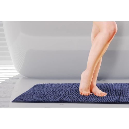 KAL-Noodle Tapis De Bain Antidérapant Doux Au Toucher Bleu Marine 45 X 75 Cm