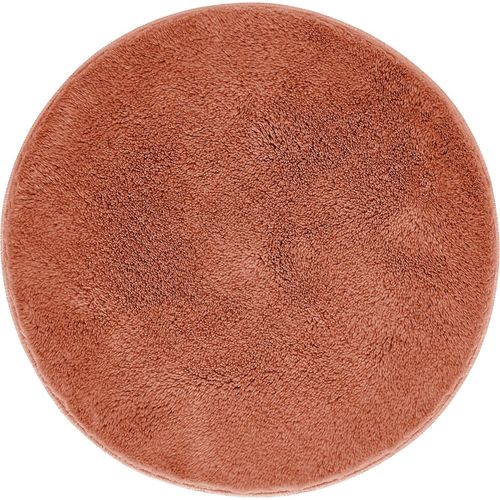 KAL-Florida - Tapis De Bain Antidérapant - Doux Et Moelleux - Antidérapant - Lavable - 60 Cm - Rond - Rouge Rouille