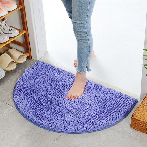 KAL-Tapis De Bain Antidérapant Et Absorbant, Tapis De Sol Chenille Doux, Demi-Rond, En Microfibre, Pour Salle De Bain, Douche, 40 X 60 Cm (Bleu)