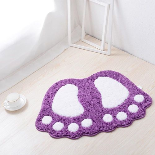 Kal-Tapis De Bain, Tapis De Cuisine À Séchage Rapide Pour Salle De Bains Soft Patterns Absorbe L'eau, Fond Anti-Glisse Pour La Chambre À Coucher, Cuisine, Couloir, Entrée, Coton, Violet, Grand (67 *