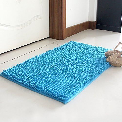 KAL-Tapis De Bain Hirsute En Microfibre De Chenille, Doux Et Confortable, Eau Super Absorbante, Antidérapante, Épaisse Pour La Salle De Bain (60X40Cm, Lac Bleu)