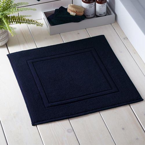 KAL-Tapis De Bain Bleu Marine (50 X 50 Cm) - Doux Et Absorbant - Tapis De Salle De Bain Haut De Gamme 550Gsm - Coton Durable - Recyclé - Lavable En Machine - Tapis De Bain Bleu Marine