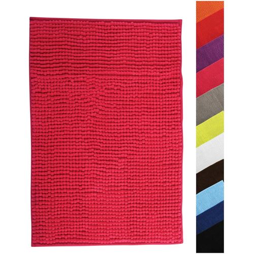 Kal-Tapis De Bain Tapis De Douche \U201echenille\U201c Poils Longs Microfibres Moelleux Anti-Dérapant 40x60 Cm Pink