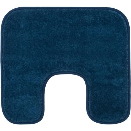 KAL-Tapis De Bain Antidérapant Premium Avec Découpe, Rio, 100% Microfibres, Idéal Comme Tapis De Wc Pour Toilettes Au Sol, 50 X 45 Cm - Bleu Foncé