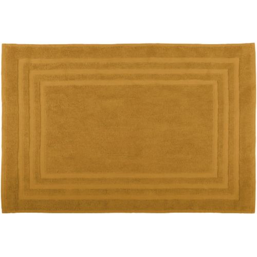 KAL-Tapis De Bain - Taille 45X70 Cm - 100% Coton Bio - Couleur Curry - Modèle Lagune - Linge Pour La Maison - Doux Et Confortable - Idéal Pour La Salle De Bain