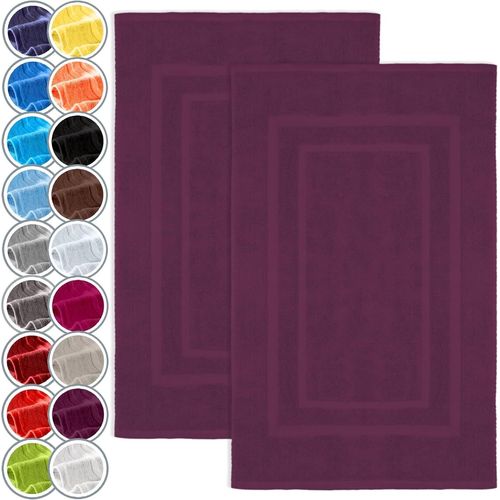 KAL-Lot De 2 Tapis De Bain En 100% Coton, 50 X 80 Cm, Violet