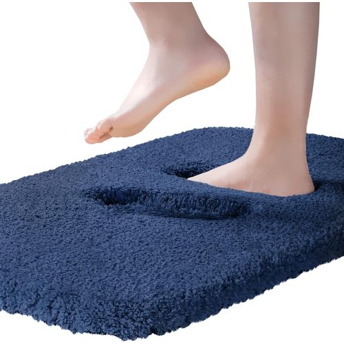 KAL-Tapis De Bain Extra Epais Tapis Salle De Bain Antidérapant Tapis Sortie De Douche Très Absorbant Tapis De Sol Salle De Bain Ultra Doux En Microfibre Lavable En Machine 40 X 60Cm,Bleu Marine