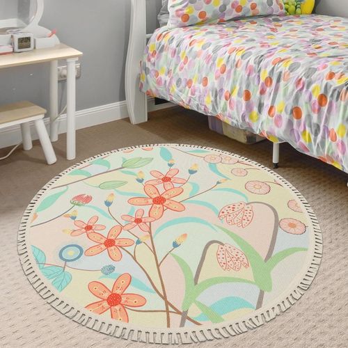 KAL-Tapis Rond De 0,6 M Pour Chambre D'Adolescent, Couleur Vive, Petit Tapis 309060