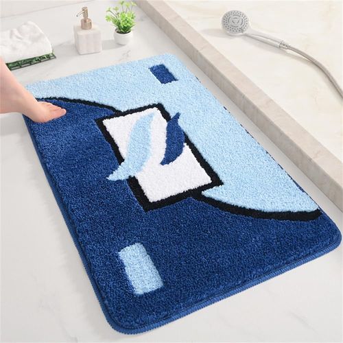 KAL-Aeshtetic Petit Tapis De Bain Absorbant Et Antidérapant En Microfibre Polaire Épaisse Bleu 40 X 60 Cm