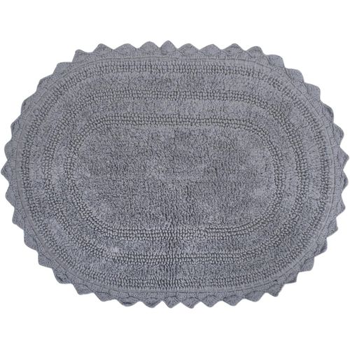 KAL-Crochet Collection Tapis De Bain Réversible, Petit Ovale, 43,2 X 61 Cm, Gris