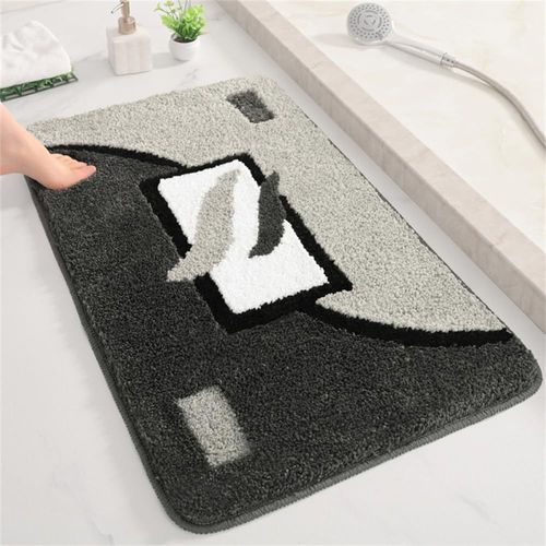 KAL-Aeshtetic Petit Tapis De Bain Absorbant Et Antidérapant En Microfibre Polaire Épaisse Gris 40 X 60 Cm