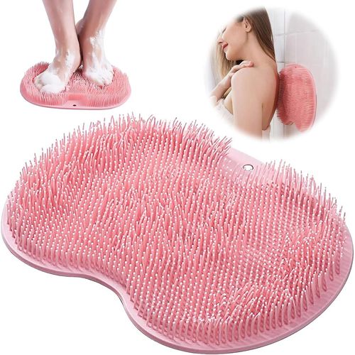 Kal-Paillasson Douche, Frotteur De Douche Pour Pieds Et Dos, Pad De Massage, Brosse À Pieds, Nettoyeur De Massage Avec Ventouses Antidérapantes, Pad De Massage En Silicone, Ventouses Bad Massager Pad