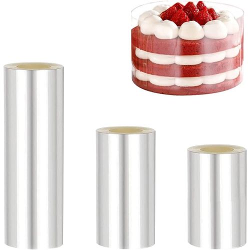 Kal-Rouleaux Rhodoid Patisserie, Rodoide Transparent Patisserie 8cm/10cm/15cmx10m, Rhodoïde Feuille, Transparent Patisserie Film Bordure Gâteau Réutilisable En Acétate Pour Entourer Les Gâteaux