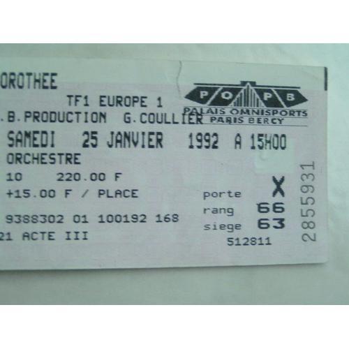Deux Billets De Concerts Dorothée À Bercy 1992 Ab Productions Club Dorothée
