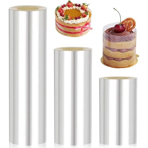 Kal-Rouleaux Rhodoid Patisserie, Rodoide Transparent Patisserie, Bordure Pour Gâteau Mousse 8/10/15cmx10m, Pour Décoration De Gâteau, Chocolat, Mousse, Gâteau, Anneaux À Dessert