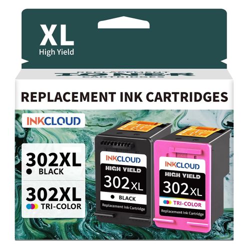 Cartouche d'encre de remplacement 302 XL pour HP OfficeJet 3831, 3833, 3830, DeskJet 3630, 2130, 3632, Envy 4520, 4525, 4527-1 Noir 1 Couleur