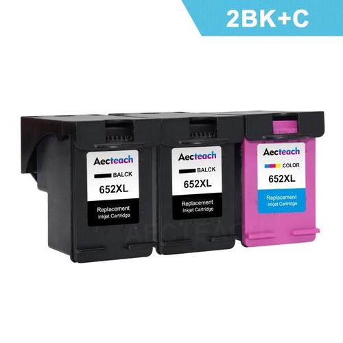Aecteach Compatible pour HP 652 652XL cartouche d'encre de remplacement pour HP652 Deskjet 1115 1118 2135 2136 2138 3635 3636 3638 3838-2 Noir 1 Couleur