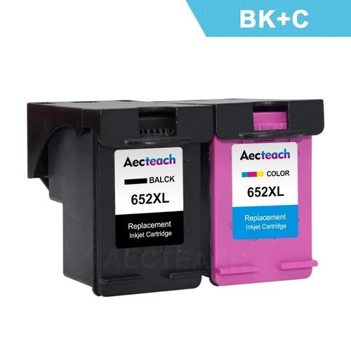 Aecteach Compatible pour HP 652 652XL cartouche d'encre de remplacement pour HP652 Deskjet 1115 1118 2135 2136 2138 3635 3636 3638 3838-1 Noir et 1 Couleur