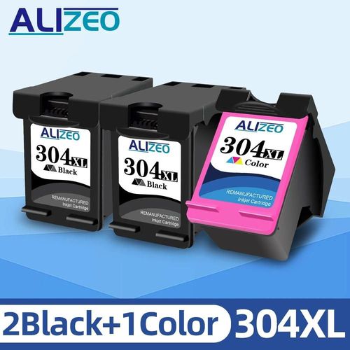 Alizeo 304 cartouche d'encre Compatible pour HP304 pour HP 304XL Deskjet ENVY Officejet 2600 2630 3723 3724 3730 3732 3752 3755 3758-2 Noir 1 Couleur