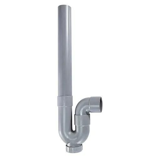 Siphon d'évacuation - ROUSEAU - Sortie horizontale - Ø40 mm - PVC gris - Filetage de 47,5 mm