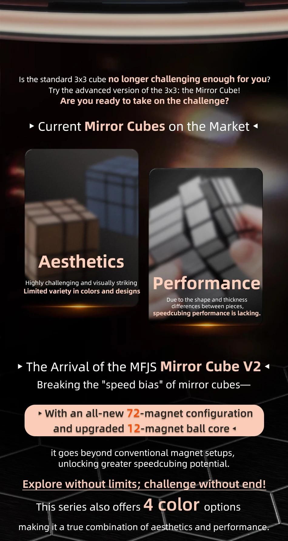 MOYU MFJS Cube miroir 3X3 V2 aimant magntique noyau de boule Puzzle ducatif Cube magique jouets pour enfants cadeau jouet Cubo Magico-No Magnetic Blue image 2 | Rakuten