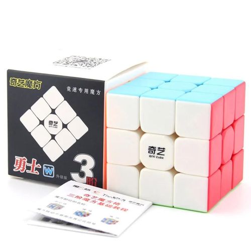 Qiyi Warrior W 3x3x3 Cube de vitesse sans colle Transparent professionnel Cube magique Puzzles jouets éducatifs colorés pour les enfants-Warrior W