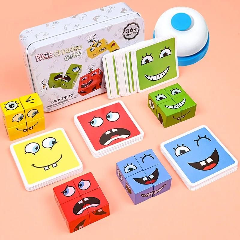 Dcennie s de construction Cube Face Change pour enfants, jeu de socit, puzzle en bois, expression Montessori, jouets en bois, cadeau pour enfants-Only Bell image 1 | Rakuten