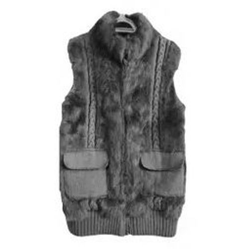 Veste Lapin Tendance Cardigan Oakwood Debardeur Gilet Sans Manche Cuir Fourrure Tricot Irlandais Gris Jacket Chandail Pullover Pull Col Mode Femme Tb Doux Zip Sur Chemise Poildoux Anthracite Taille 3