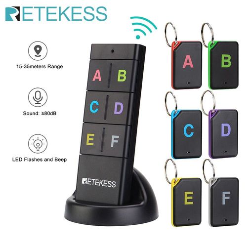 Localisateur de clé RF sans fil,traqueur d'animaux,traqueur de portefeuille,télécommande,1 émetteur RF,6 récepteurs- TH104-B1337