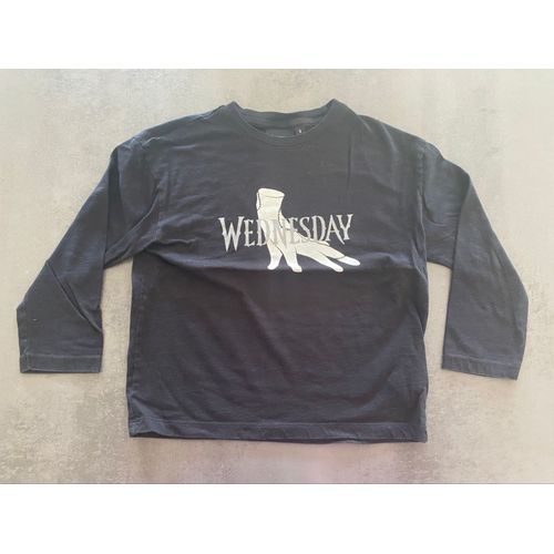 T-Shirt Noir Longues Manches Mercredi Kiabi 8 Ans