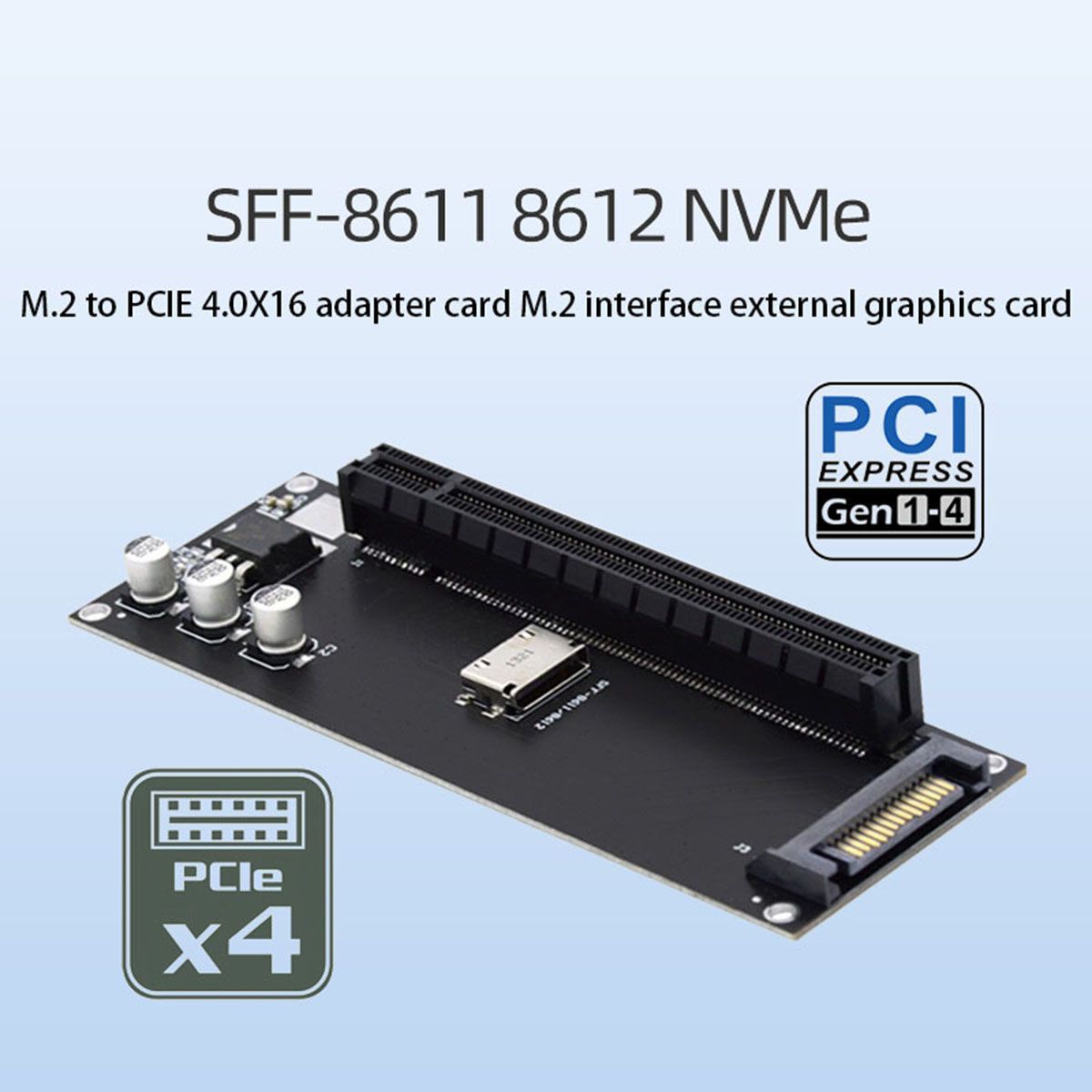 Carte MRe SFF-8611 8612 NVMe M.2 SSD Vers PCIe 4.0 X16 Adap... - 2