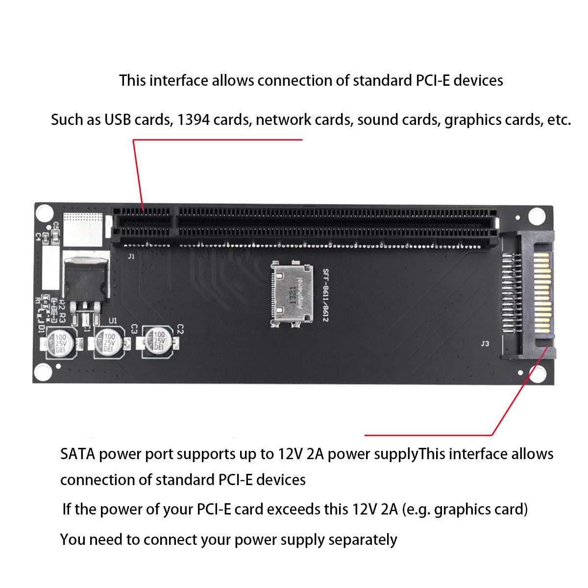Carte MRe SFF-8611 8612 NVMe M.2 SSD Vers PCIe 4.0 X16 Adap... - 4