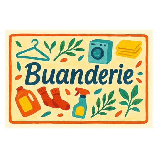 Plaque de porte en métal buanderie