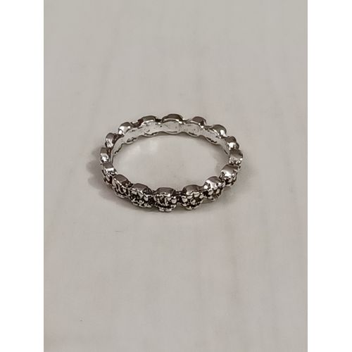 Bague Métal Argenté,Assemblage De Petites Fleurs,Taille 15.92 Mm