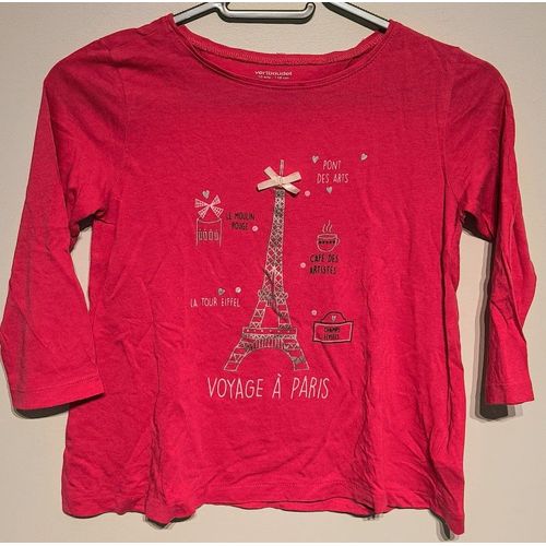 T-Shirt Manches Longues Rose Motif Paris Vert Baudet - T 10 Ans