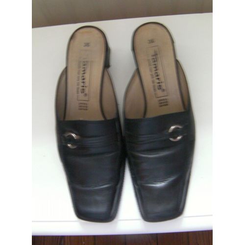 Mules Cuir Noires Tamaris - Taille 36