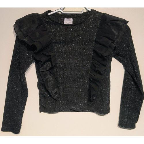 T-Shirt Manches Longues Noir Brillant Zara - T 9 Ans