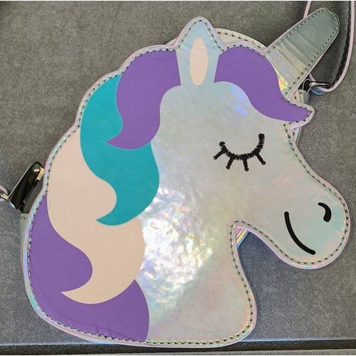 Sac à main enfant argenté brillant Licorne