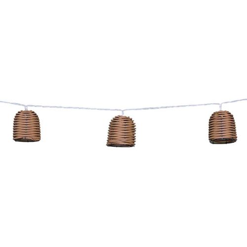 Kal-Guirlande Lumineuse Solaire 10 Abat-Jour Poly Rotin Led Blanc Chaud Formentera 3.80m