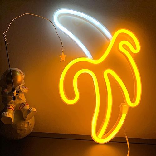 KAL-Guirlande Lumineuse Néon En Forme De Banane À Suspendre, Fonctionne Avec Usb Ou À Piles, Pour La Maison, La Chambre, Le Bar, Le Restaurant, Noël, La Fête D'Anniversaire, Le Cadeau De Noël