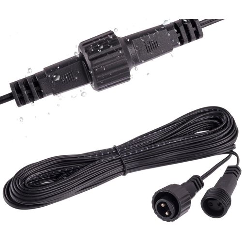 Kal-10m/32.8ft Câble De Rallonge Guirlande, 2 Broches Prolongateur Ip65 Étanche Connecteurs Pour Projecteurs Solaires, Lumières De Pointes De Jardin, Éclairage De Noël Extérieur, Sapin Lumineuse