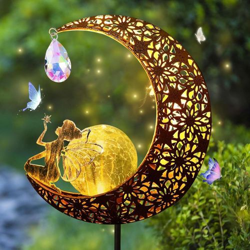 Kal-Lampes Solaires De Jardin,Lampe Solaire Lune,Led Boule De Verre Lumière De Jardin Étanche,Lampe Solaire Led Chemin Pelouse,Décoration Jardin Exterieur Pour Chemin De Pelouse,Patio,Balcon,Cour