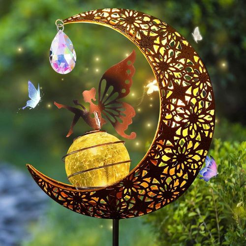 Kal-Lampes Solaires De Jardin,Lampe Solaire Lune,Led Boule De Verre Lumière De Jardin Étanche,Lampe Solaire Led Chemin Pelouse,Décoration Jardin Exterieur Pour Chemin De Pelouse,Patio,Balcon,Cour